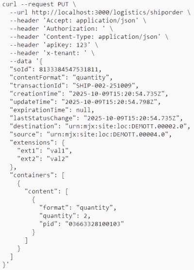 Example: Create Advanced Shipping Notice